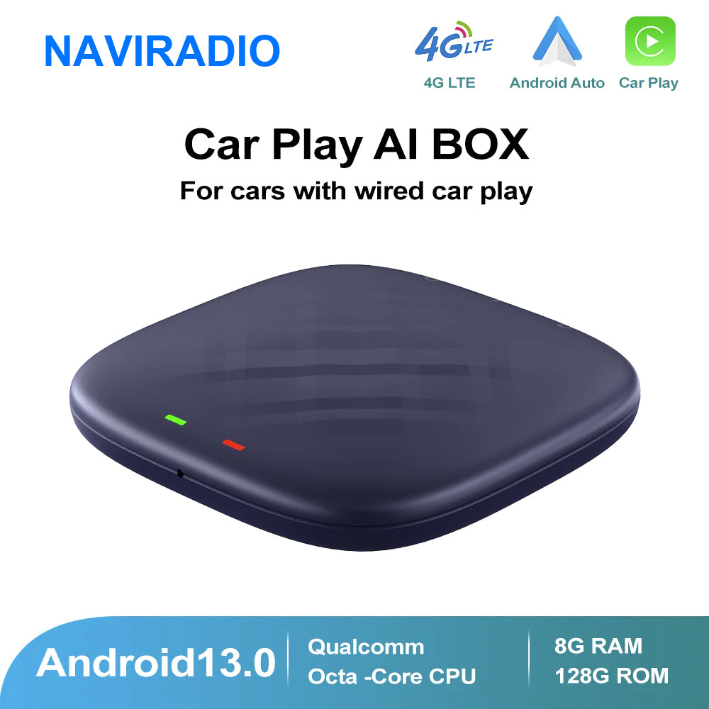 Android 13 multimédia AI Box 8 + 128 Go Carplay Android Auto sans fil Naviradio TV AMI